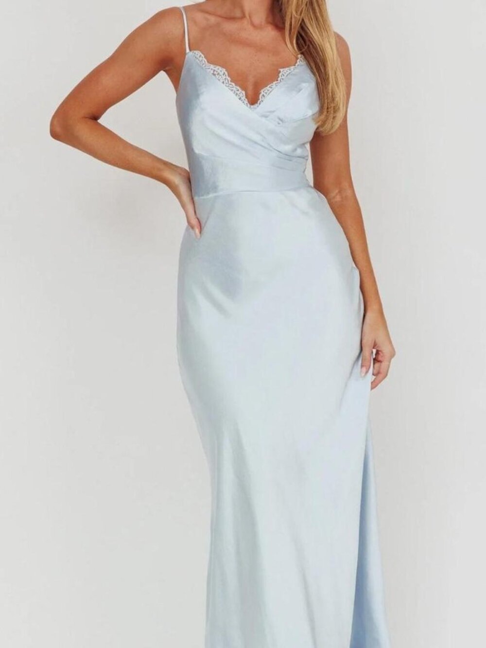 Selfie Leslie wedding guest bridesmaid blue maxi dress Size small